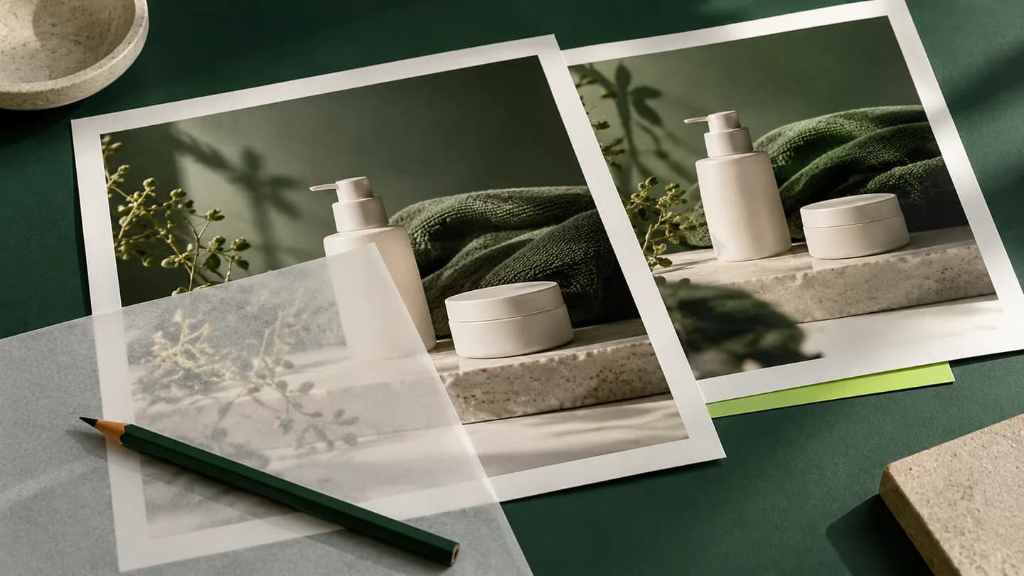 Provas fotográficas sobrepostas com papel transparente para conferir os detalhes