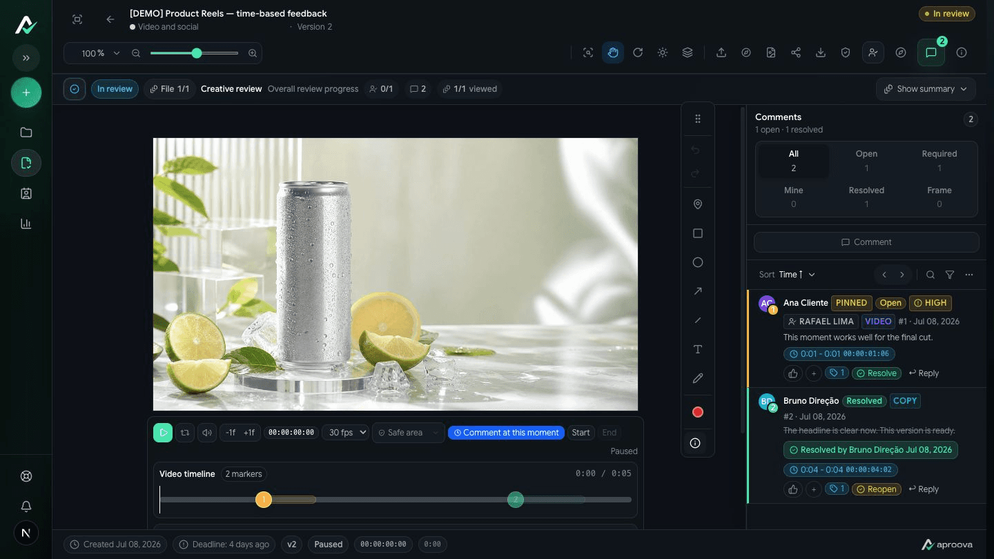 Videoprüfung in Aproova mit zeitgenauen Kommentaren
