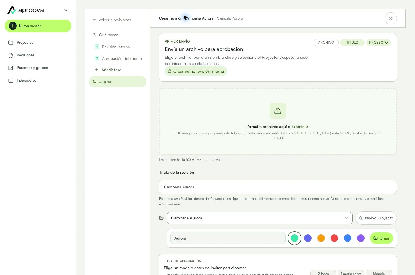 Crea un proyecto para reunir revisiones del mismo trabajo.