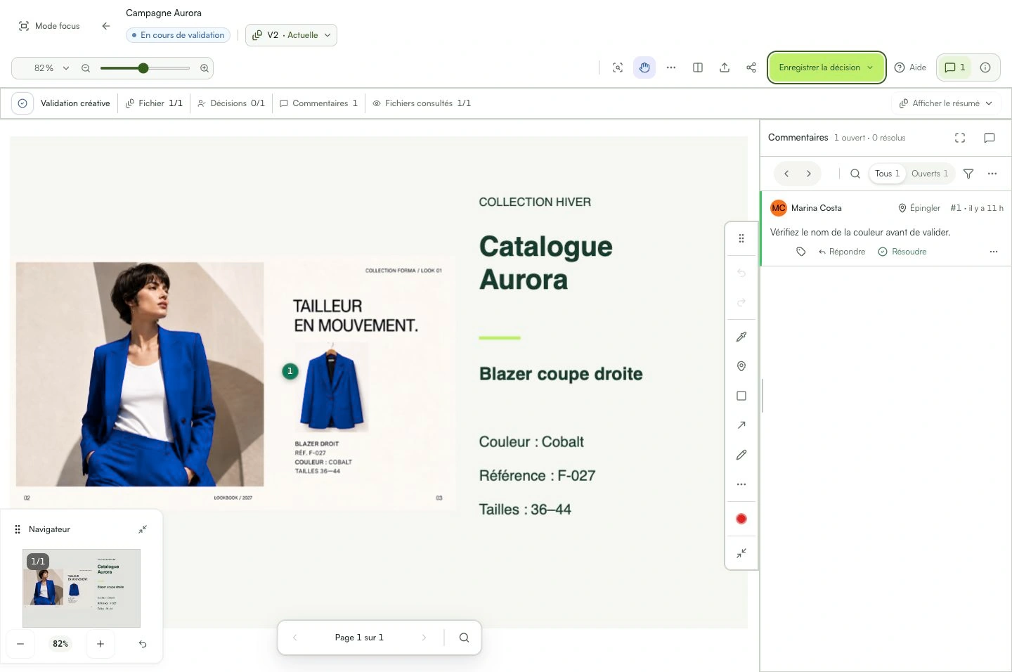 Approuvé, Demander des modifications et Rejeté sont des décisions distinctes.