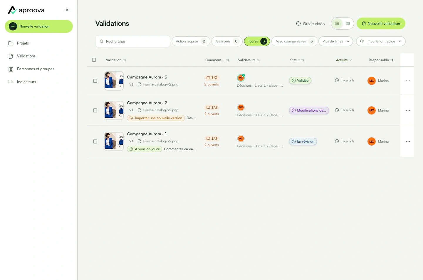 Consultez les statuts et les commentaires encore ouverts.
