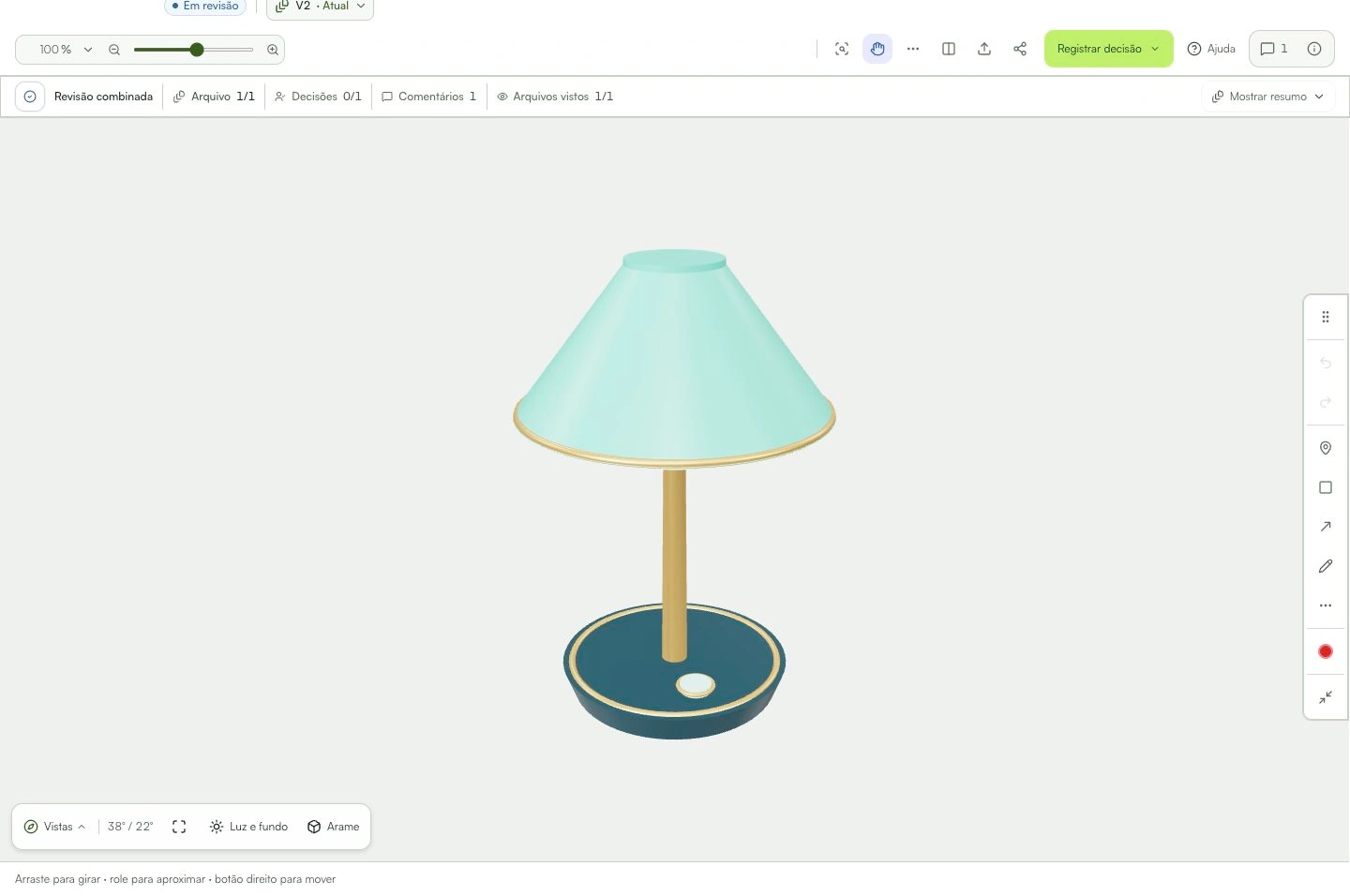 Gire o modelo e consulte o comentário junto da peça.