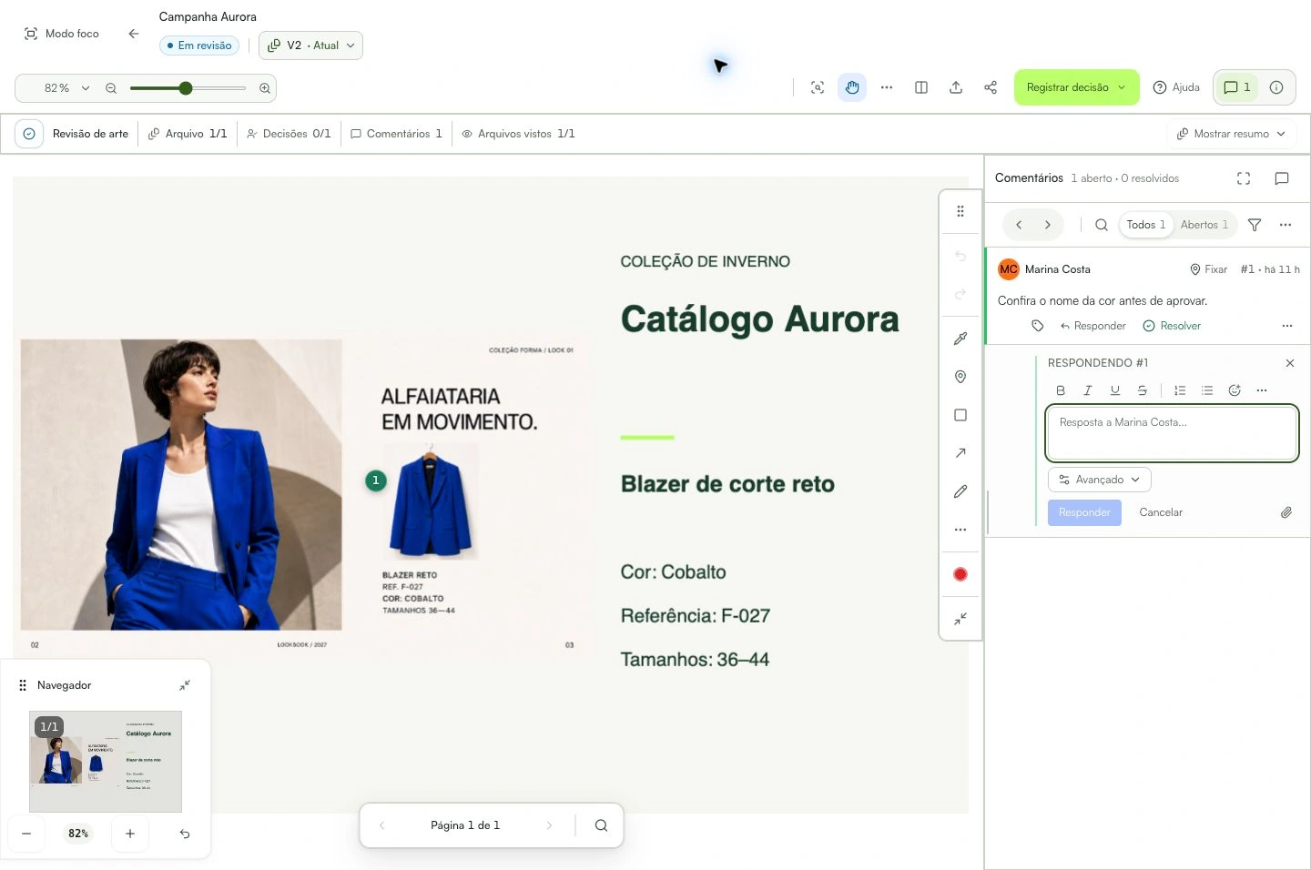 Use Responder para conversar e Resolver quando o ajuste estiver conferido.